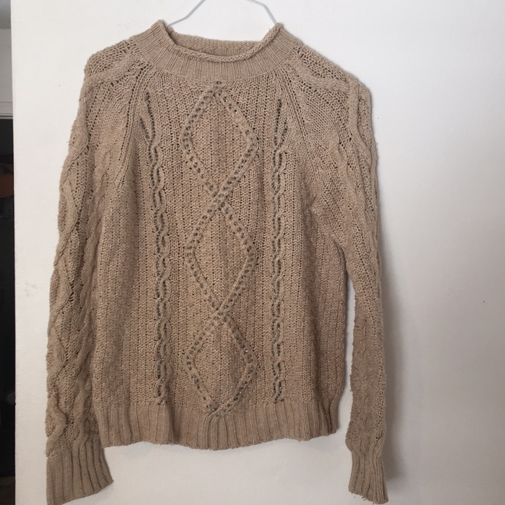 J Crew Beaded Cable-knit Sweater (medium)